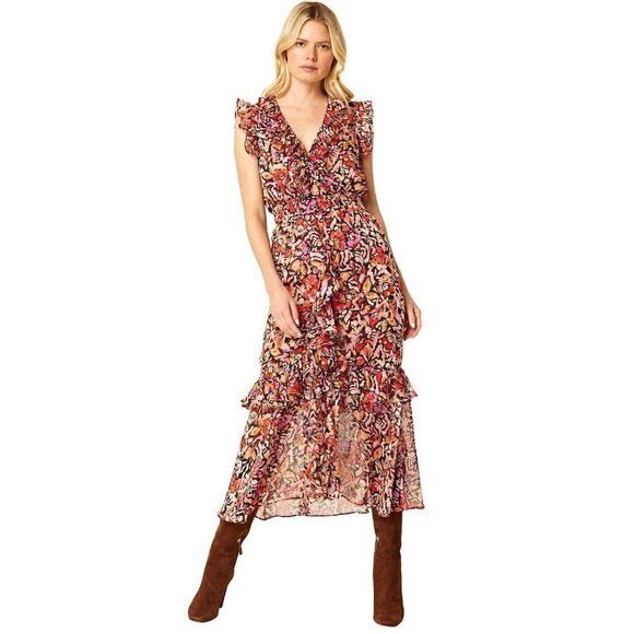Misa Los Angeles Dresses & Skirts - Misa Los Angeles Kidada Dress in Fire Flora Medium New Womens Midi